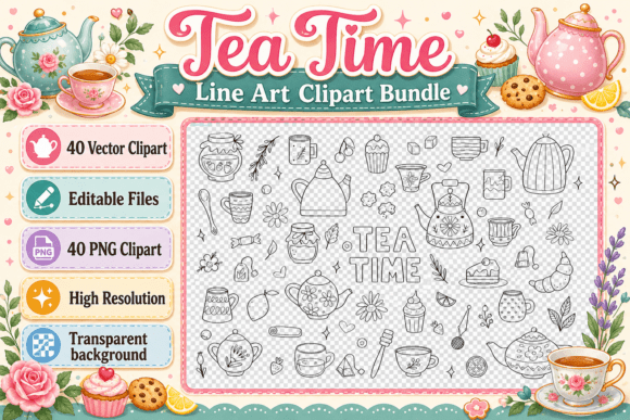 Charming Tea Time Clipart for Cozy Creations
