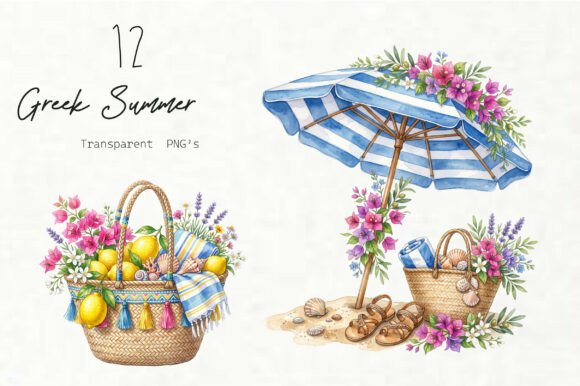 Infuse Your Projects with Mediterranean Charm: The Greek Summer Clipart Set