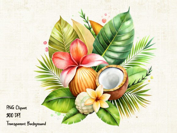 Tropical Coconut Flower PNG Clipart: A Burst of Island Energy for Your Projects